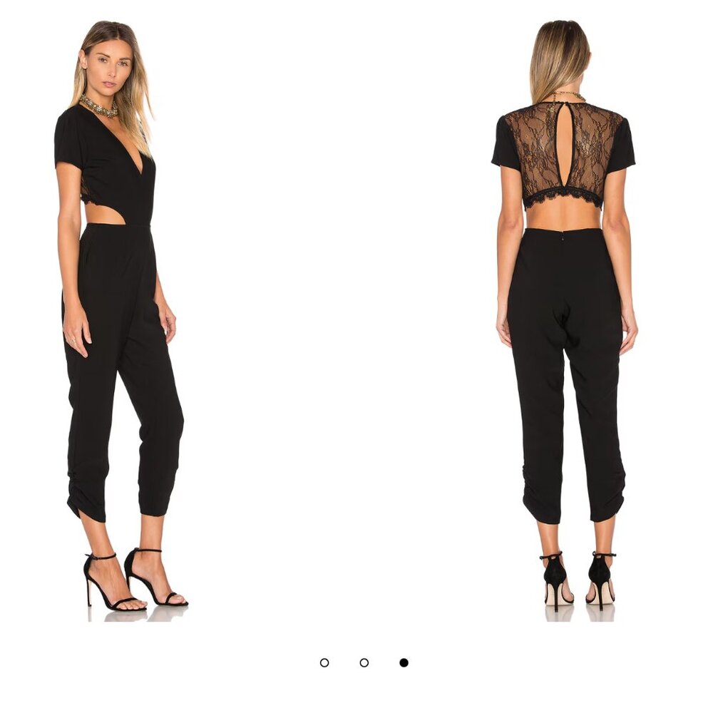 Lovers + Friends Black Jumpsuit with Lace Back and Cutouts